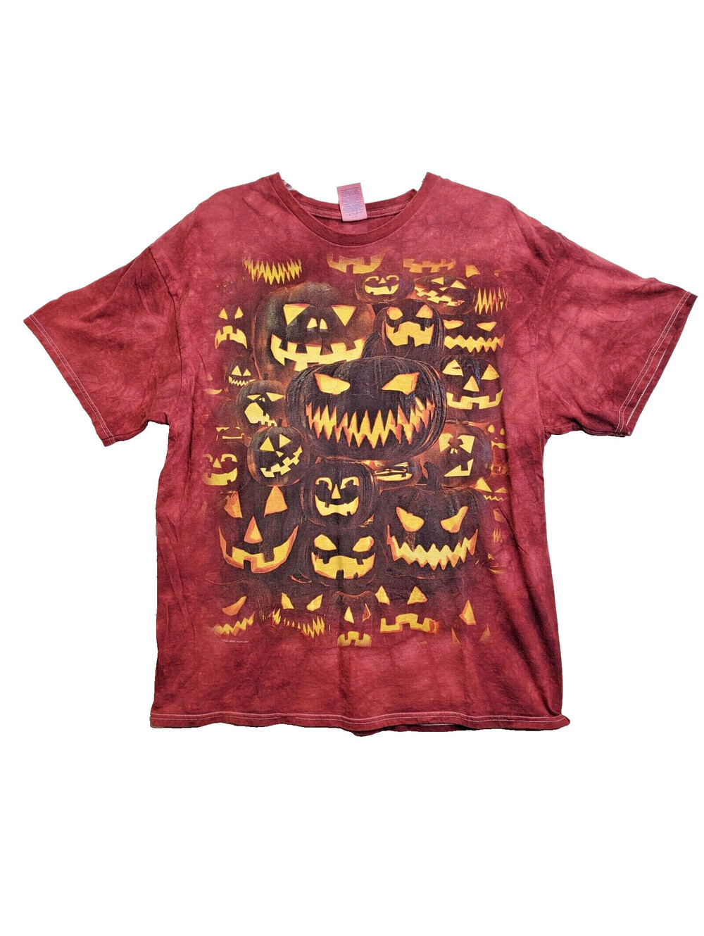 XL Halloween Tie-Dye Shirt Red Jack-O'-Lantern Pumpkin Graphic Tee